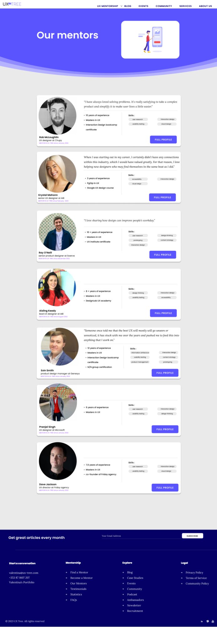 Redesigned Mentor Page