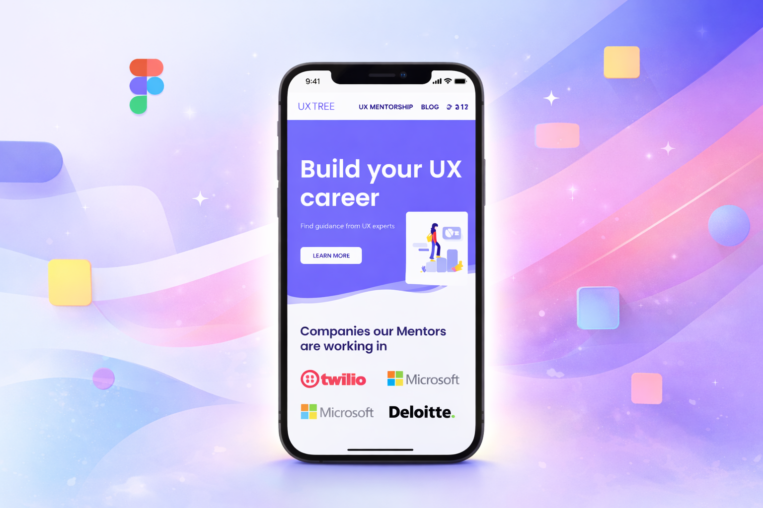 UX Tree app mockup on mobile phone